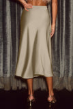 Solid Color Satin Fashionable Body-Hugging Skirt
