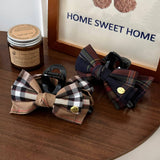 Plaid Bow Hair Claw Large Ponytail Clip_Cwaha08085