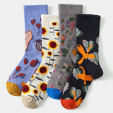 SUNFLOWER GRAPHIC FASHION COTTON SOCKS_CWMS0174