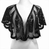BEADED SEQUIN CAPELET VINTAGE EVENING SHAWL_CWMM8962
