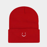 LITTLE SMILEY FACE SIMPLE EMBROIDERED KNITTED HAT_CWAH2070