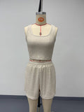 Solid-Color Short Vest And Shorts Set