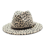 FASHION LEOPARD PRINT WOOLEN HAT JAZZ HAT FELT HAT_CWAH2542