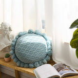 SOLID COLOR ROUND WOOL BALL KNITTED THROW PILLOW_CWMM2365