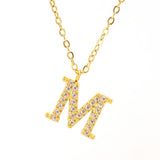 FASHION 26 LETTER DIAMOND PENDANT NECKLACE_CWAJE0684