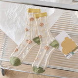 FLORAL SUMMER SHEER MESH SOCKS FOR WOMENS_CWMS0444