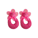 Floral Raffia Mesh Drop Earrings