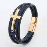 NEW LEATHER HANDWOVEN GOLD MAGNET BUCKLE BRACELET_CWAJE1468