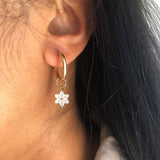 Vintage Mother Of Pearl Star Moon Shell Earrings