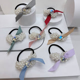 BRAIDED PEARL HAIR TIE NEW ELASTIC HAIR BAND_CWAHA6882