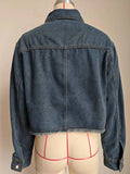 Washed Casual Cropped Denim Jacket