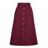 CORDUROY SKIRT SINGLE BREASTED HIGH WAISTLONGSKIRT_CWBSS0372