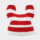ARTISTIC RETRO STRIPED COW EAR KNITTED HAT_CWAH2127