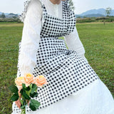 PLAID RUFFLE APRON CAFE GARDENING SMOCK APRON_CWMM5823