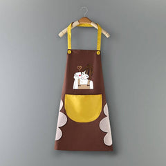 COFFEE GIRL PRINT SUMMER THIN APRON WITH POCKETS_CWMM2047