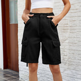 Washed Cargo Cropped Casual Shorts