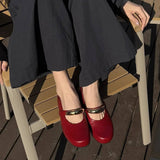 RED LEATHER MARY JANES FLAT BALLET SHOES_CWSHF0135