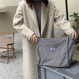 Cwab3906_Houndstooth Canvas Shoulder Tote Bag