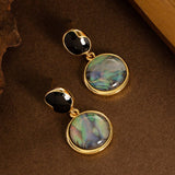 SIMPLE ABALONE EARRINGS SILVER NEEDLE EARRINGS_CWMM4289