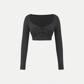 V-Neck Crop Sexy Short Long-Sleeved Top