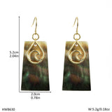 FASHIONABLE BLACK SHELL TRAPEZOID EARRINGS_CWMM4269