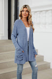 Solid-Color Casual Pocket Long-Sleeved Cardigan