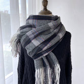 PLAID FAUX CASHMERE MID LENGTH SCARF FOR WINTER_CWASC1456