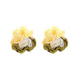 COLORBLOCK FABRIC FLOWER STUD TRENDY EARRINGS_CWMM6182