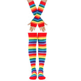 COLORFUL STRIPED KNEE SOCKS AND GLOVES SET_CWMS0309
