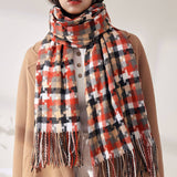PLAID FRINGE SCARF TRENDY WINTER WRAP_CWASC0199