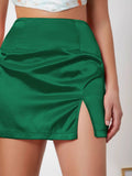 Womens Sexy Satin High-Waist A-Line Mini Skirt