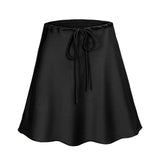 SATIN SKIRT DRAWSTRING CASUAL SHORT SKIRT_CWBSS0379