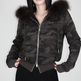 Woolly Patchwork Zipper Hoodie Coat Lady