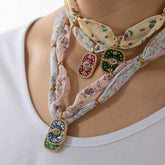 ORIGINAL SILK SCARF NECKLACE WITH COLORFUL CHARM_CWMM8815