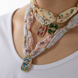 ORIGINAL SILK SCARF NECKLACE WITH COLORFUL CHARM_CWMM8815