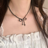 Versatile Sweet And Cool Bowknot Crystal Necklace
