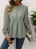 Solid Color Long Sleeve Jacquard Shirt