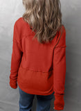 Solid Color Long Sleeve Patchwork Loose Hoodie