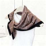 Elegant Plaid Satin Square Neck Scarf Wrap_Cwasc03320