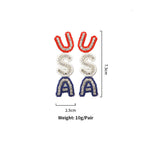 Vintage American Flag Handwoven Earrings