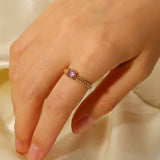 Zircon Inlay Rings Adjustable Titani Steel Rings_Cwaje1238