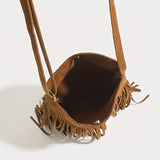 Retro Western Denim Tassel Saddle Bag