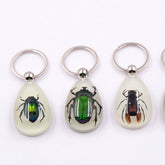 AMBER GLOW IN THE DARK INSECT KEYCHAIN PENDANT_CWMM3698