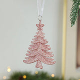 PINK GOLD GLITTER XMAS TREE HANGING DECORATION_CWMM9761