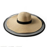 ELEGANT ORGANZA LARGE BRIM STRAW HAT_CWAH3430