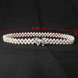 PEARL WOVEN ELASTIC BELT RHINESTONE ALLOY BUCKLES_CWABE0395