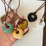Heart Stone Pendant Necklace Long Chain Style_Cwaha08245