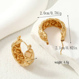 EMBOSSED STAINLESS STEEL GOLD TONE EARRINGS_CWMM3653
