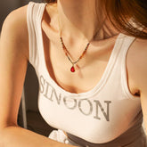 RED PENDANT ELEGANT AND LUXURIOUS CLAVICLE CHAIN_CWAJE1424