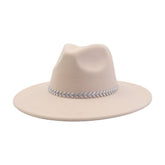 Unisex Wool Fedora Hat Ethnic Flat Brim Style_Cwah04387